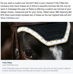 Frilly Fillies Custom Bonnet- Current Bid $115.00