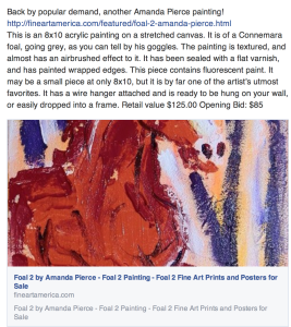 Amanda Pierce Foal Painting- Current High Bid: $85